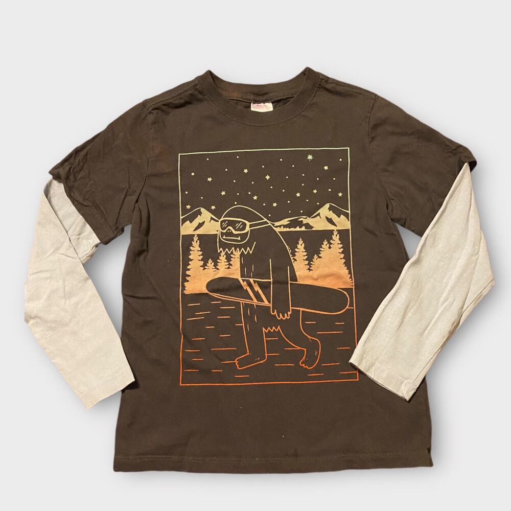 Hanna Andersson (8) Snowboarding Yeti Faux Layered Long Sleeved Shirt